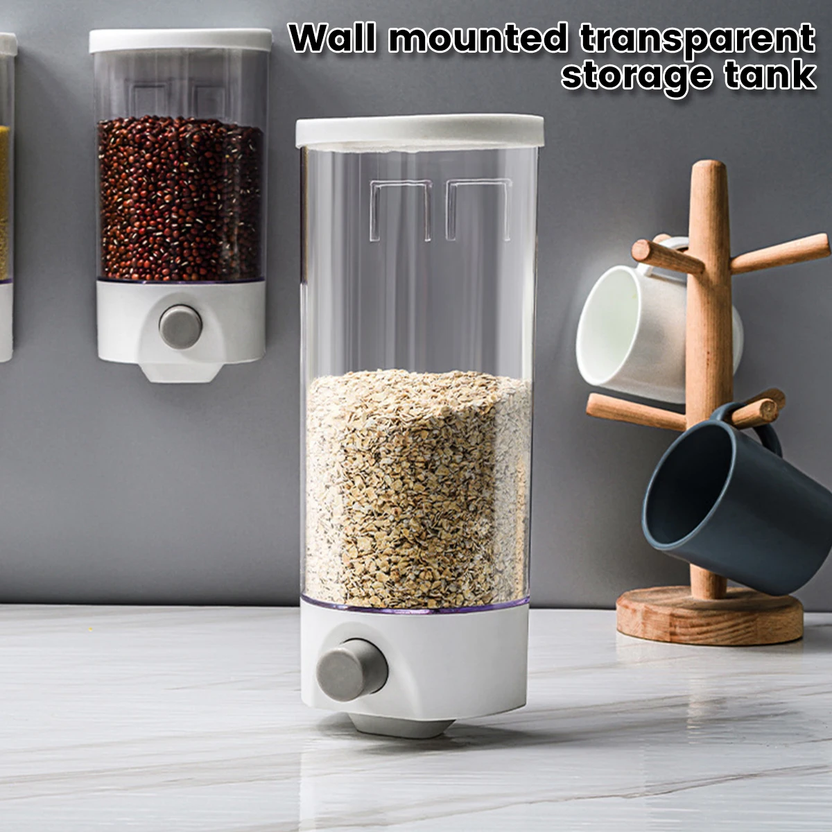 

L Grain Storage Tank Wall-Mounted Cereal Storage Box Moisture-Proof Rice Container Box with Lids Sealed Box Cereal Dispenser