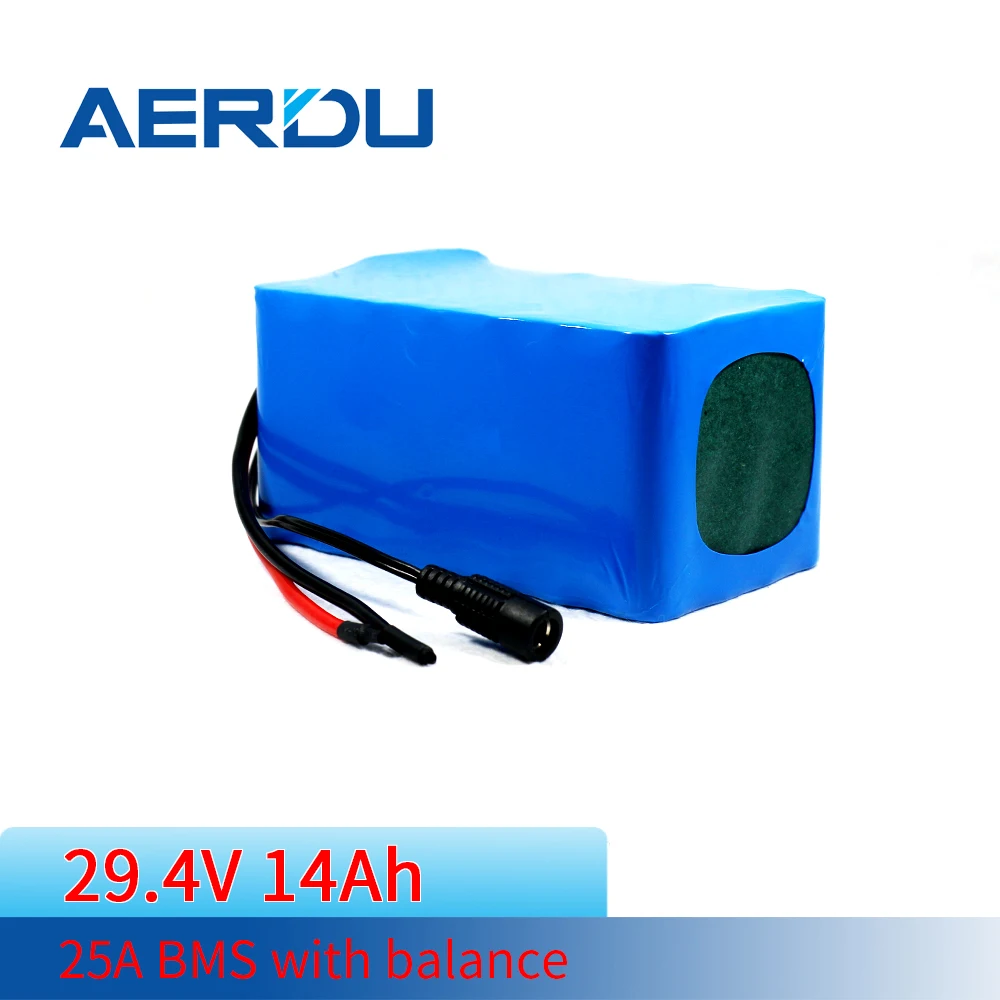 

AERDU 25.9V 14Ah 7S4P 18650 Li-Ion Battery Pack 3500MAH 490W Built-in Bms for 19V Electric Bicycle Moped Motorcycle Backup Power