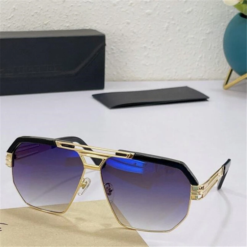 Fashionable metal hollowed-out sunglasses men Luxury brand glasses hardcover box Half frame sunshade mirror