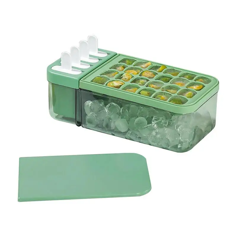 

Ice Cube Tray With Lid Silicone Ice Tray With Storage Bin Ice Cube Trays With Popsicle Mold For Freezer Mini Ice Cube Trays