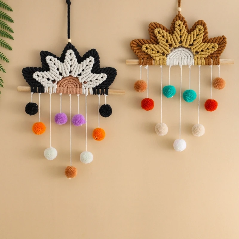 

Macrame Wall Ornament Rainbow Tapestry Boho Wall Hanging Decor Wall Art Decorations for Living Room Bedroom 9.84x13Inch