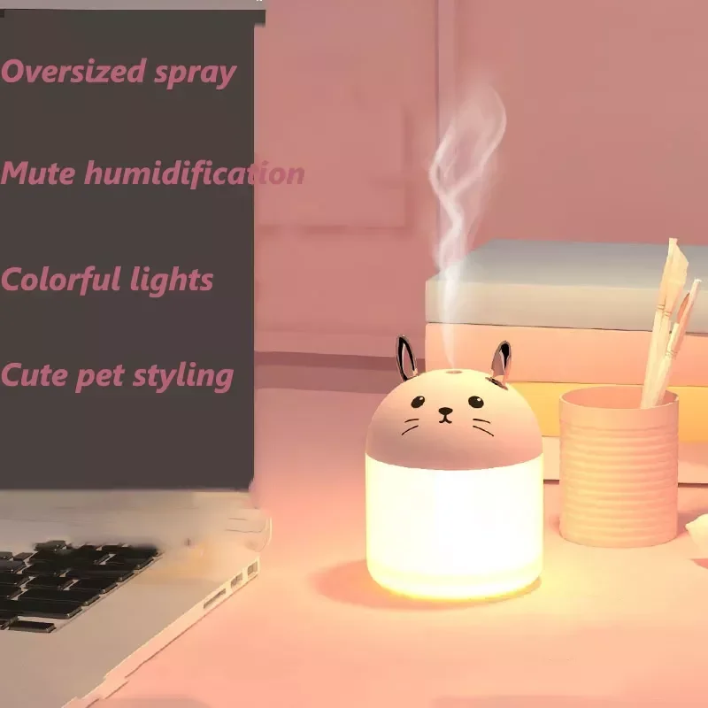 New Humidifier Cute Pet Household Small Moisturizing Aromatherapy Car Creativity Air Rabbit USB Humidifier LED Mist Maker