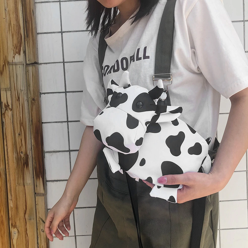 

Fashion Exquisite Shopping Bag Cartoon Cow Print Crossbody Bag Women Oxford Cloth Small Doll Shoulder Handbag