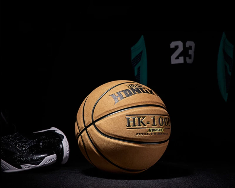 HONGKE Basketball Synthetic Suede Flip Wear-Resistant Basketball Indoor Outdoor Match Basketball Ball Size 7