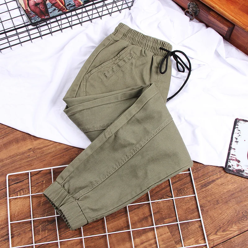 

Spring and Autumn new fashion Women's Retro cargo Pants Loose elastic waist street Casual Pants Hip Hop Female trousers