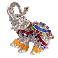 cute elephant jewelry box hinged hand painted collectible elephant figurine trinket box decor ring holder storage box