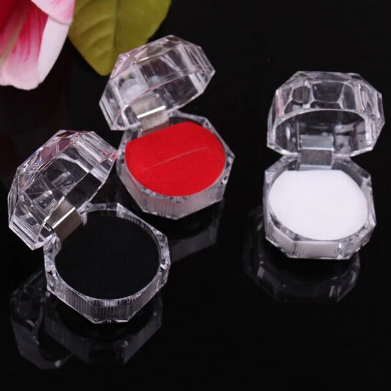 

2023 Crystal Transparent Rings Earring Display Box Wedding Jewelry Package Boxes Ring Organizer Storage Wedding Jewelry Boxes