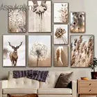Настенные постеры с рисунком оленя, настенная Картина на холсте с природным пейзажем, декор для гостиной