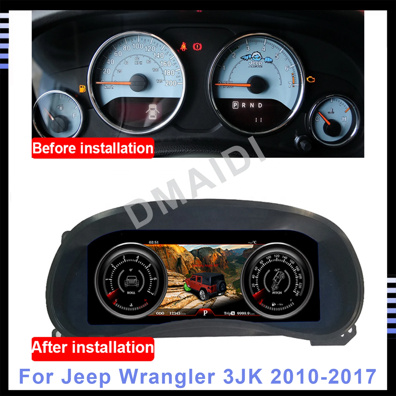 

Android 9.0 Car LCD Dashboard For Jeep Wrangler 3 JK 2011-2017 Auto Instrument Panel Modified And Upgraded LCD Multifunctional