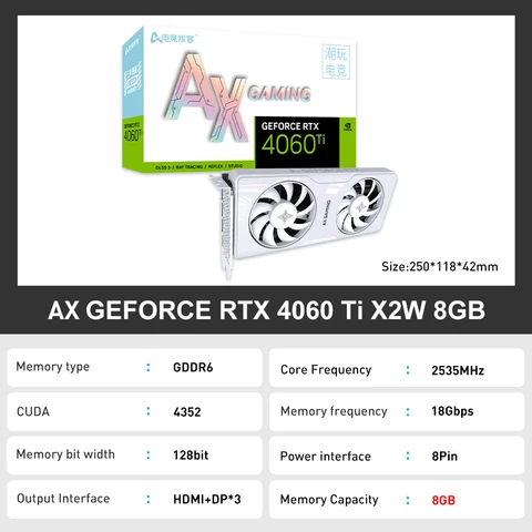 AX GAMING RTX 4070 RTX 4080 RTX 4060 TI Новая графическая карта GDDR6X 256Bit HDMI 2,1 16Pin игровая GPU видеокарта