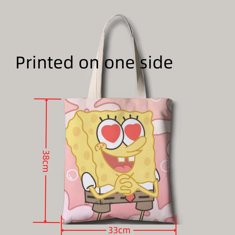 Сумка на одно плечо Губка Боб холщовая сумочка молнии мультяшный саквояж