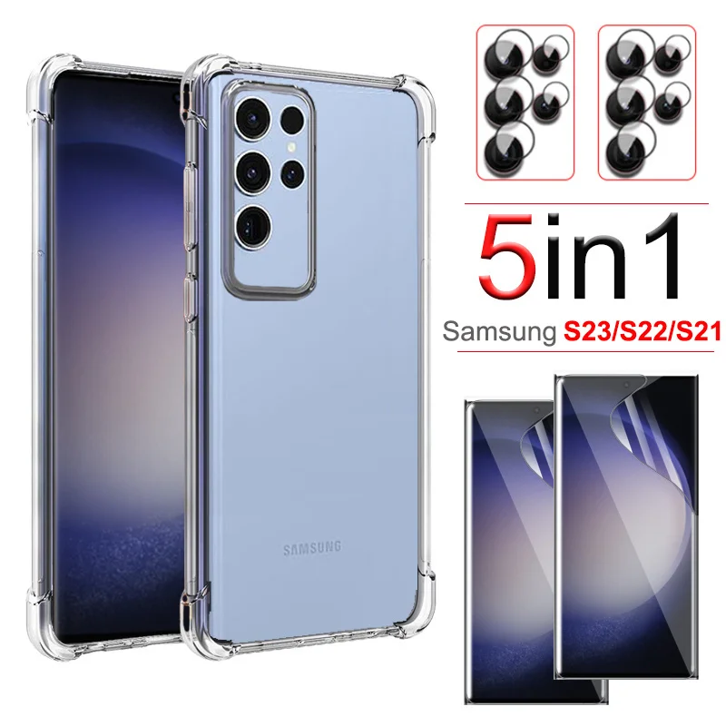 

for samsung s23 case samsung galaxy s23 s22 s21 ultra silicone cover for samsung s23 s22 plus case samsungs23 hydrogel film&Case on samsung s 22 capa samsung s 23 screen protector for samsung s23 ultra