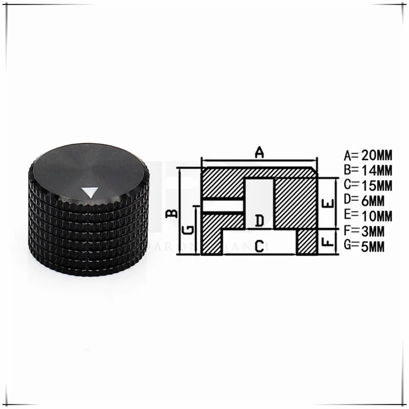

Алюминиевая прочная ручка потенциометра с крышкой, потенциометр, энкодер, ручка усилителя мощности, регулятор громкости, круглое отверстие, 6,0 мм, 1 шт., 20 × 14 мм