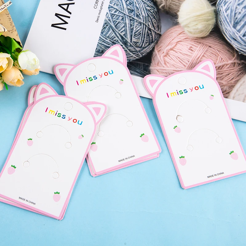 

50PCS Pink Pig 2 Holes Paper Card Hair Accessories Dispaly Card DIY Handmade Hair Clip Hairband Jewelry Packaging Tag Card