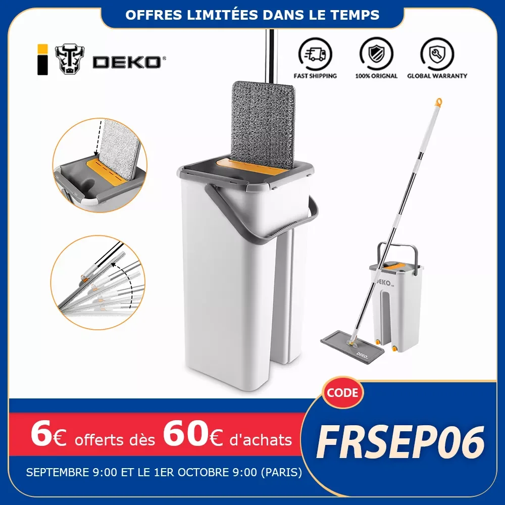 

Швабра DEKO Magic Mop, «свободные руки» с ведром, Автоматическое вращение, деревянная, для дома и кухни
