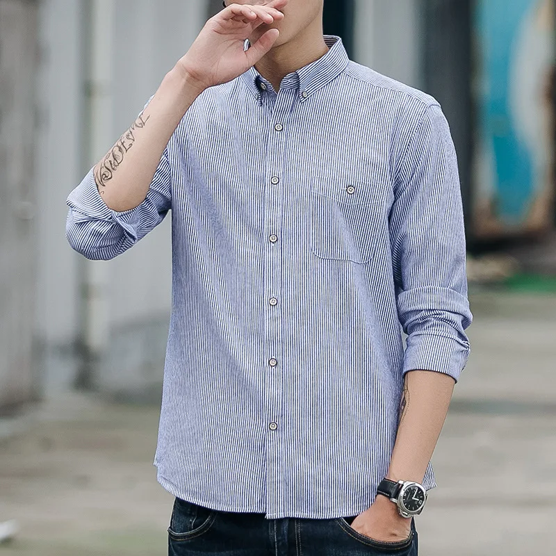 

Men's Dress Shirt Man High Quality Men's clothing Casual Shirts Leisure Design Plaid Men's Social Shirts Long Sleeve For Men