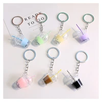 creative bubble tea diy keychain high quality acrylic pendant backpack keyring charms car keychain wholesale couple gift