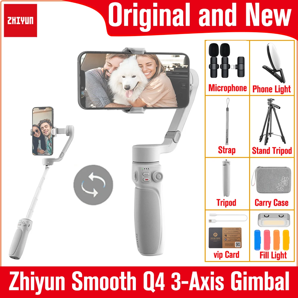 Zhiyun-estabilizador de cardán de mano Smooth Q4, 3 ejes, para iPhone 13, 13 Pro, 11, 12, Samsung Galaxy, Huawei, Xiaomi, Oneplus, teléfono inteligente