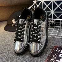 men free ship loafers fashion bling punk lace up casual shoes solid stitching casual mens shoes fashion lighted loafers for men