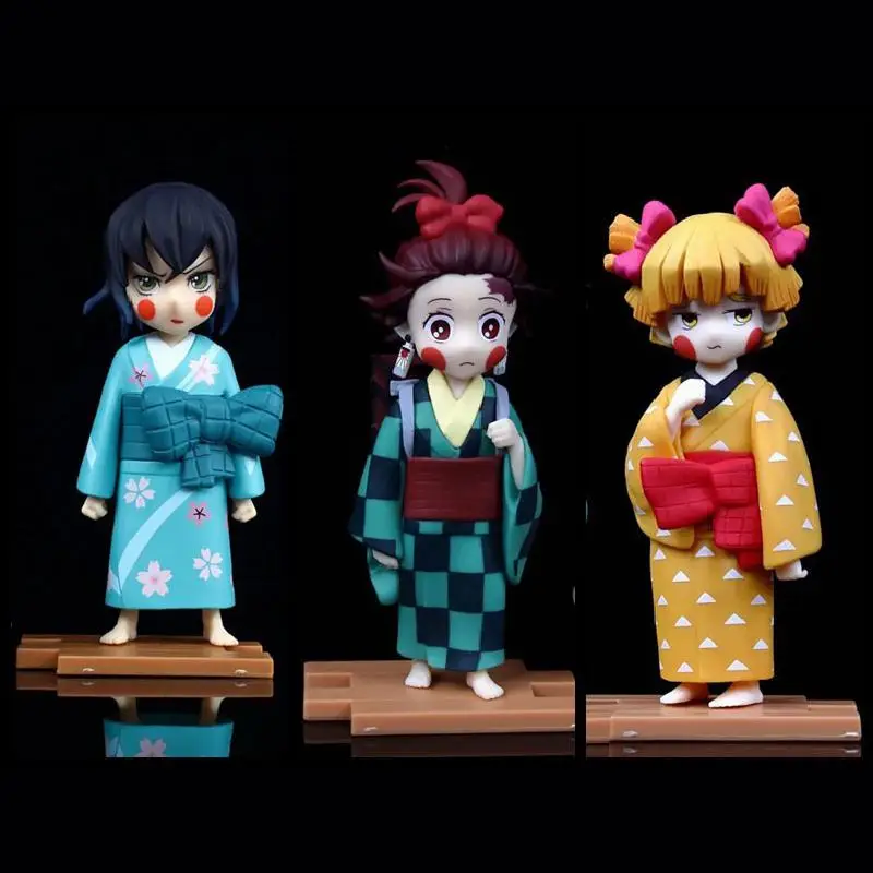 

Kawaii Anime Demon Slayer Agatsuma Zenitsu Kamado Tanjirou Action Figures Toys Cute Collectible Model Pvc Doll For Kids