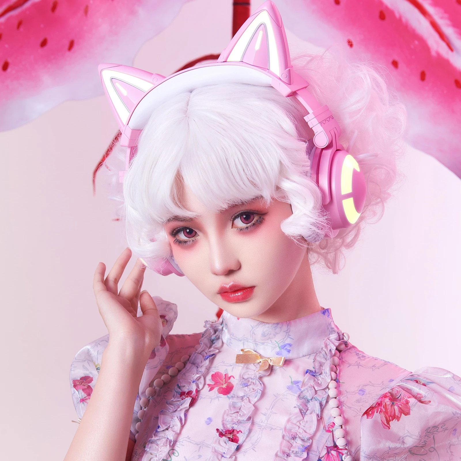 Беспроводные наушники YOWU 3S, управление через приложение, RGB подсветка, шумоподавление, игровая гарнитура для девочек и кошек, Bluetooth, детский ...