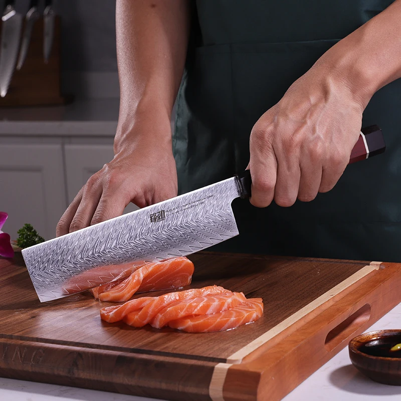 FINDKING нож новый красный самурайский серии Палисандр Ручка AUS-10 67 слоев Дамасская