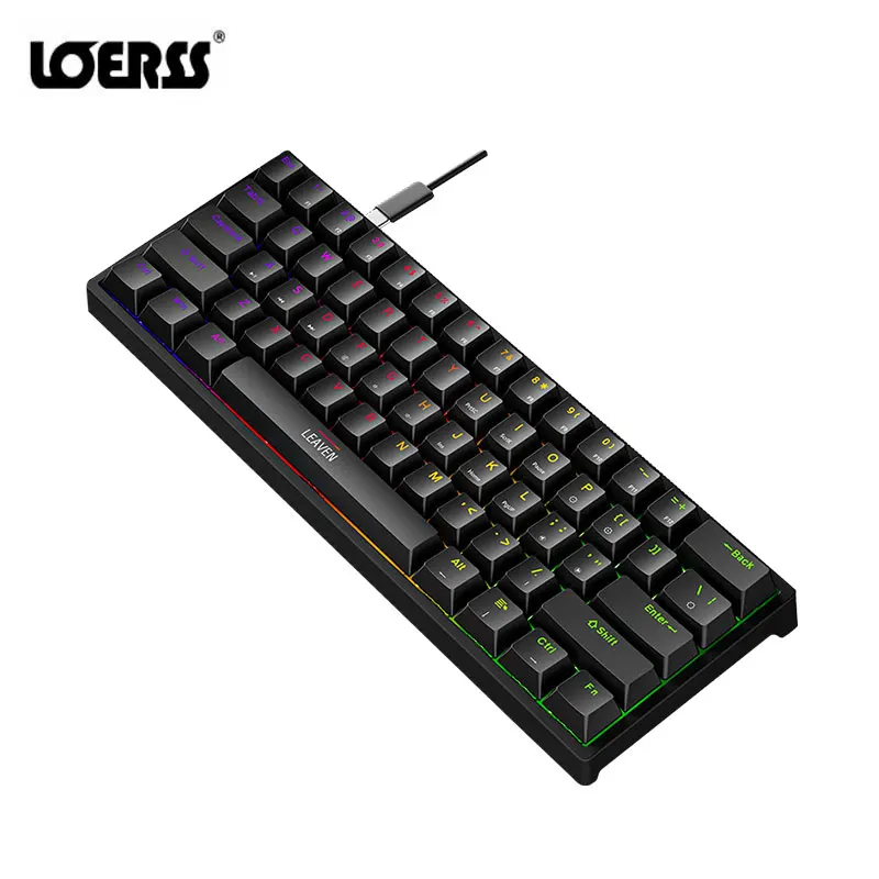 Механическая клавиатура LOERSS K620, мини-клавиатура с 61 клавишами, игровая Проводная клавиатура RGB Hotswap Type-C, клавиши PBT 60%, эргономичная клавиатура
