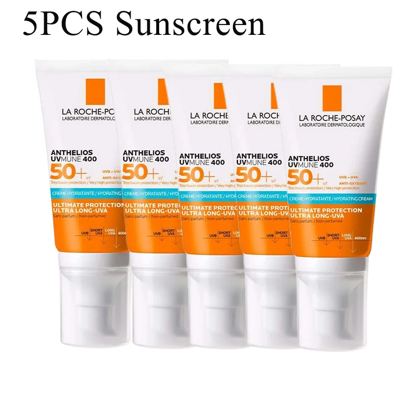 

5pcs La Roche Posay Anthelios UVMune 400 Hydrating Cream SPF50+ Face/Body Sunscreen Helps Reduce Oily Shine Protect Skin