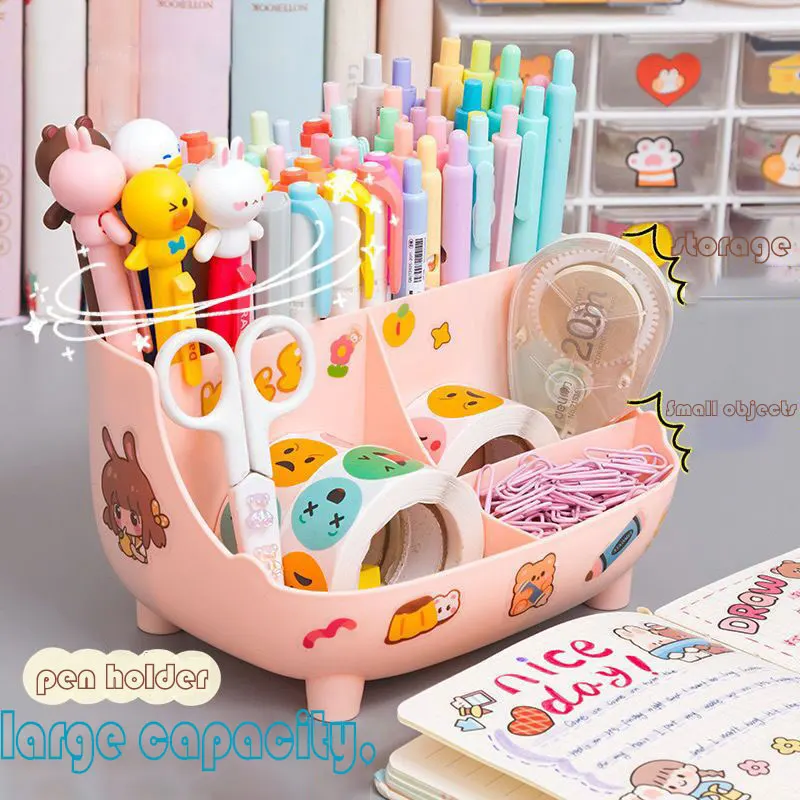 

Большой держатель для ручек, коробка для хранения карандашей, школьные и офисные принадлежности, настольные аксессуары, модный многофункци...