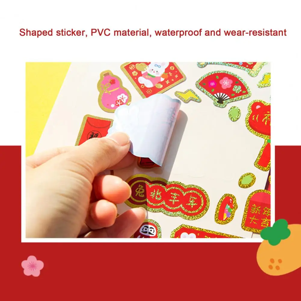 1 Sheet Convenient Collection Hot Stamping Spring Festival Red Decorative Sticker for Home Scrapbook Decal Album Sticker