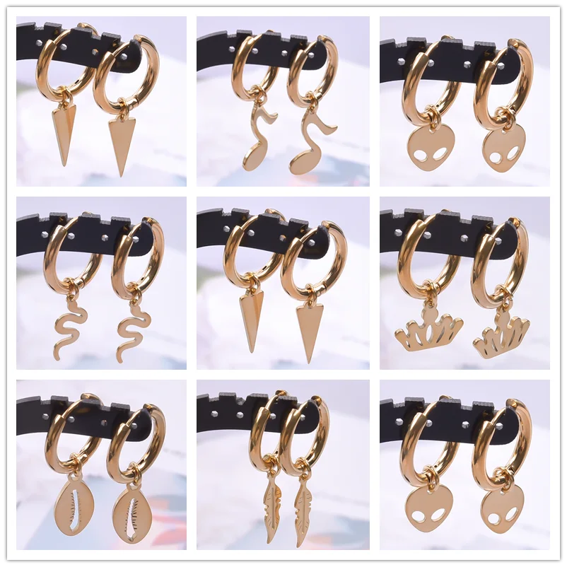 

Gold Color Stainless Steel Earrings For Women Men Accessories Cone/Snake Earring Piercing Boucle D’Oreille Acier Inoxidable Gift