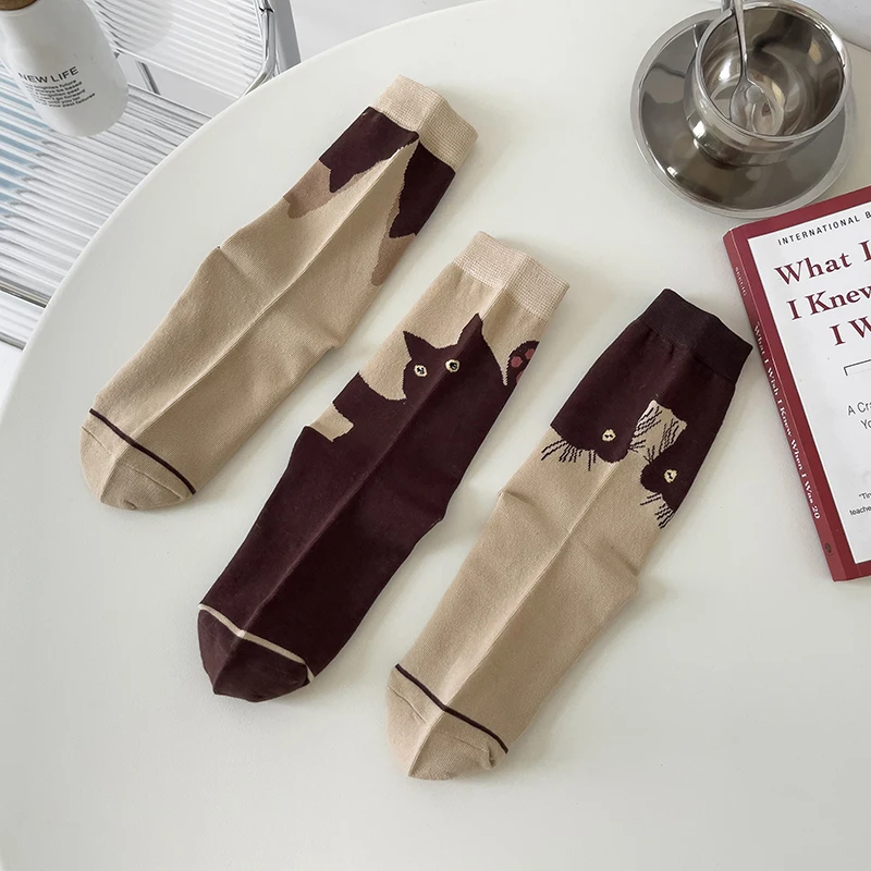 

New Creative Cattern Pattern Multi-Faceted Cat Happy Fashion Street Women Socks Printing Funny Cute Cartoon Cat Socks for Women