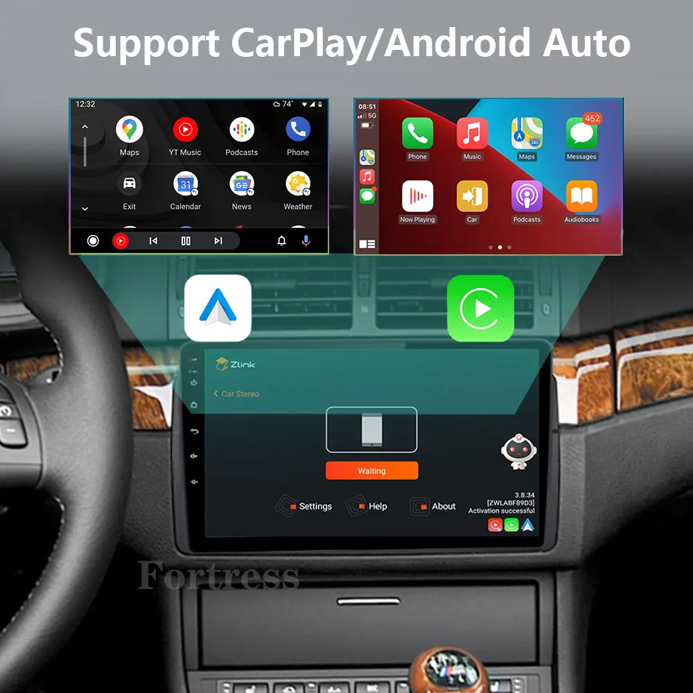 Фото 9-дюймовый Android 16 с поддержкой Wireless Carplay для BMW E46 M3 318/320/325/330/335 1998-2005, автомобильный радиоприемник, видеоплеер, сенсорный экран, 4G WiFi №3