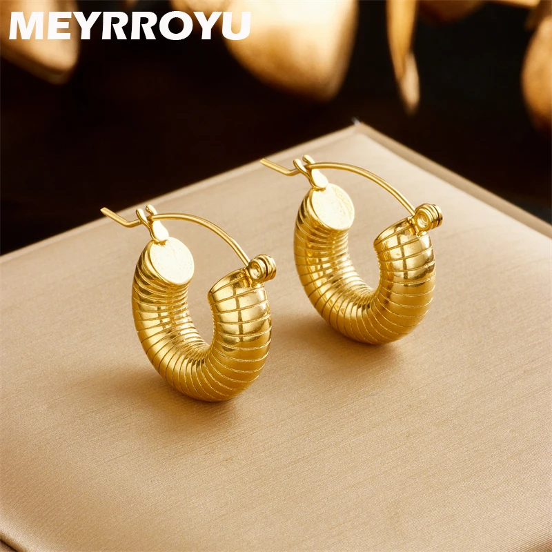 

MEYRROYU 316L Stainless Steel Golden U Shape Stud Earring For Women New Arrival Birthday Temperament Jewelry Gifts Accessories