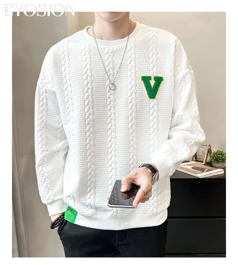 

New Autumn Sports Men's Twist Stripe Sweatshirt Hoodie Long-sleeved Letter Casual Sweater Male Plush Winter Pullover M-3XL