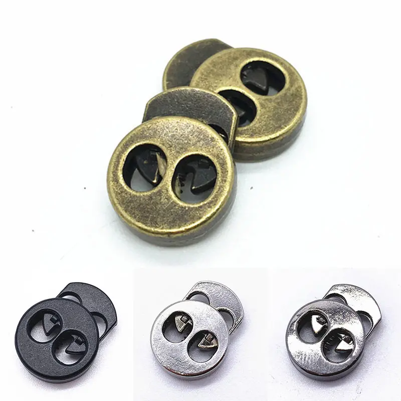 

10pcs Metal Cords Lock Stopper Toggle Clip for Apparel Shoelace Backpack Sportswear Garment DIY Accessories Two Holes 15*19*5mm
