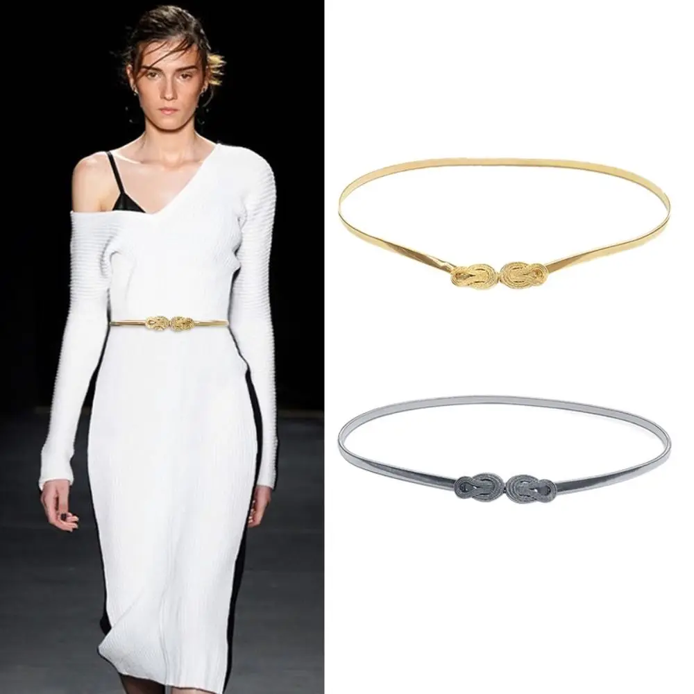 

Women Elegant Casual Stretch Metal Elastic Belt Belly Waist Band Ladies Dress Cummerbands Thin Skinny Waistband