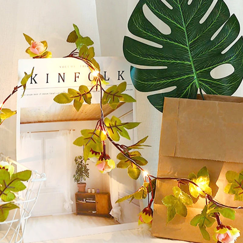 

Светящаяся гирлянда DASDIGUO из медной проволоки, цветочная гирлянда, лампы из ротанга, Рождественская праздничная атмосфера, декоративные све...