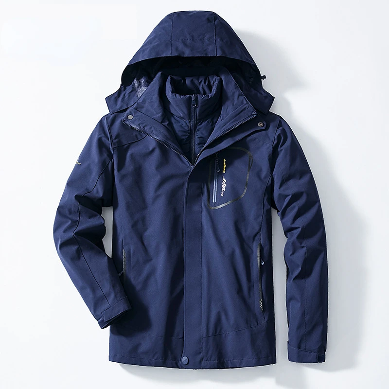 

Down Jacket Coats Men Fashion 2 in 1 Outwear Thick Warm Hooded Down Parka Patchwork Waterproof Windbreaker Outdoor Coats