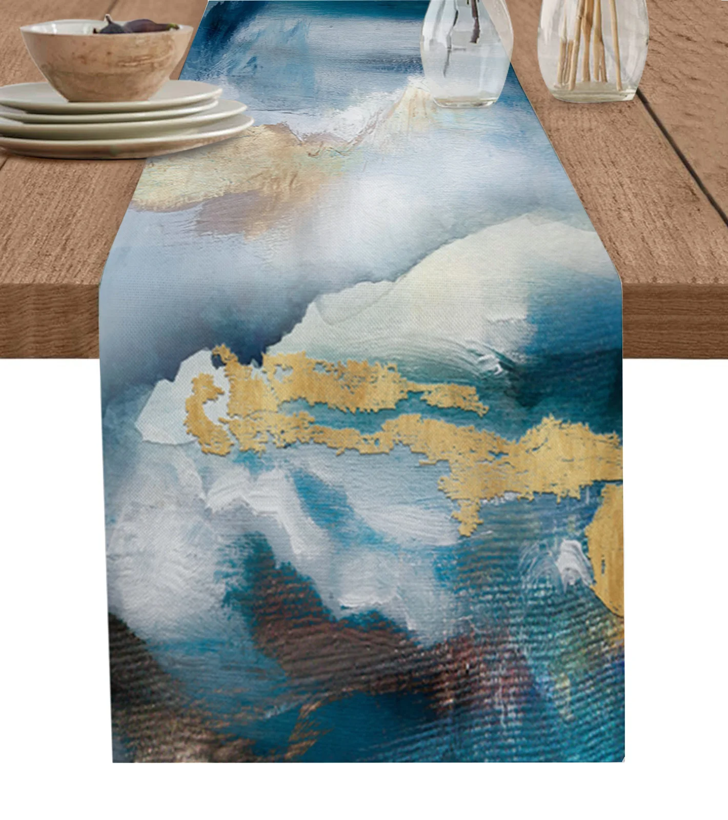 

Abstract Art Table Runner Cotton Linen Wedding Dinner Decor Table Flag Holiday Home Tea Table Decoration