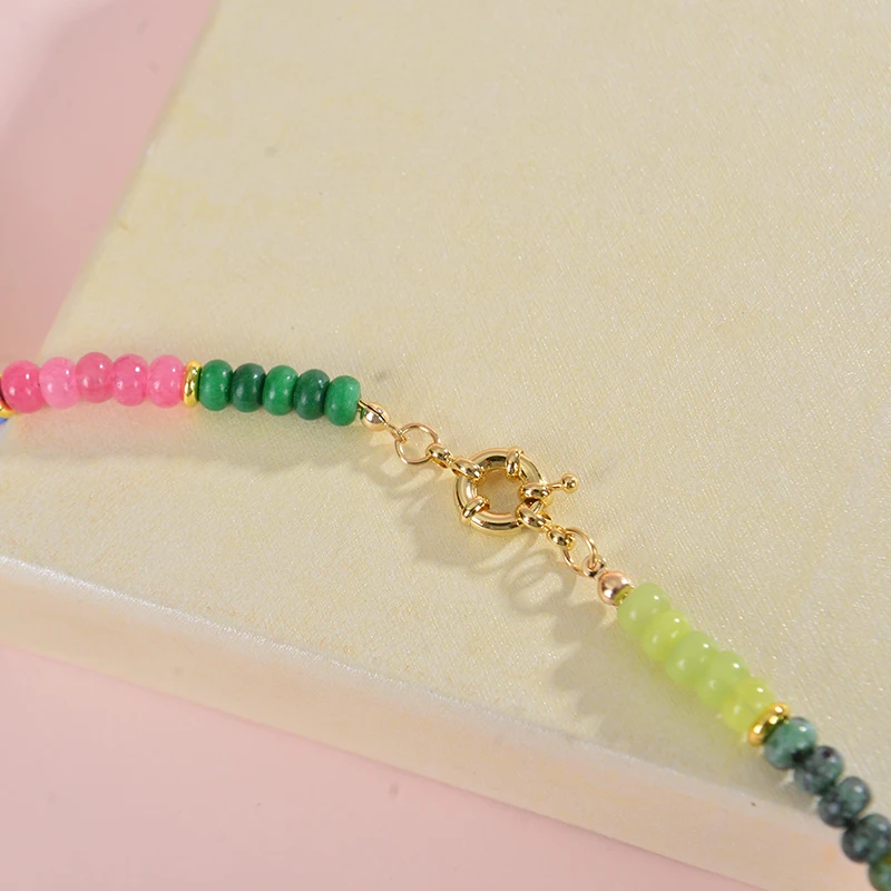 Ожерелье с бусинами и драгоценными камнями для женщин ожерелье-чокер цветными в