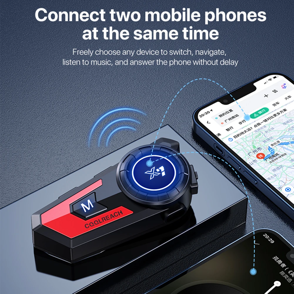 Bluetooth-гарнитура X7 мотоциклетная Водонепроницаемая с шумоподавлением