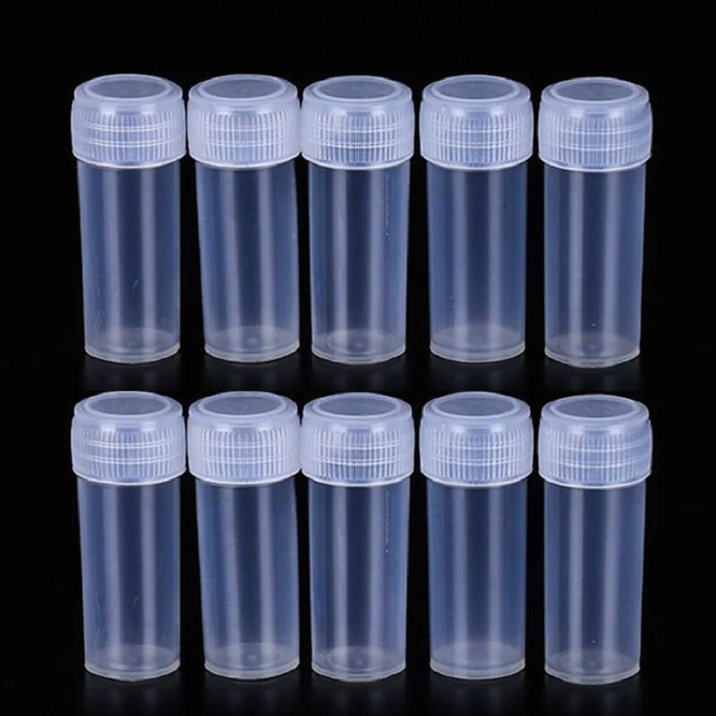 

50Pcs 5g Plastic Bottle Sample Jar 5ml Small Barrel Vials Medicine Pill Liquid Powder Capsule Storage Container Packing Bottles