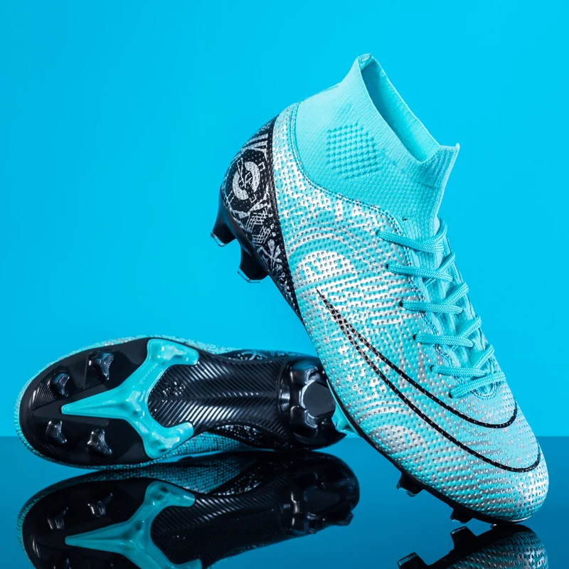 Adult Professional FG/TF Soccer Shoes Non-Slip Long Spike Football Boots Young Kids High Ankle Cleats Grass Soccer Sneakers