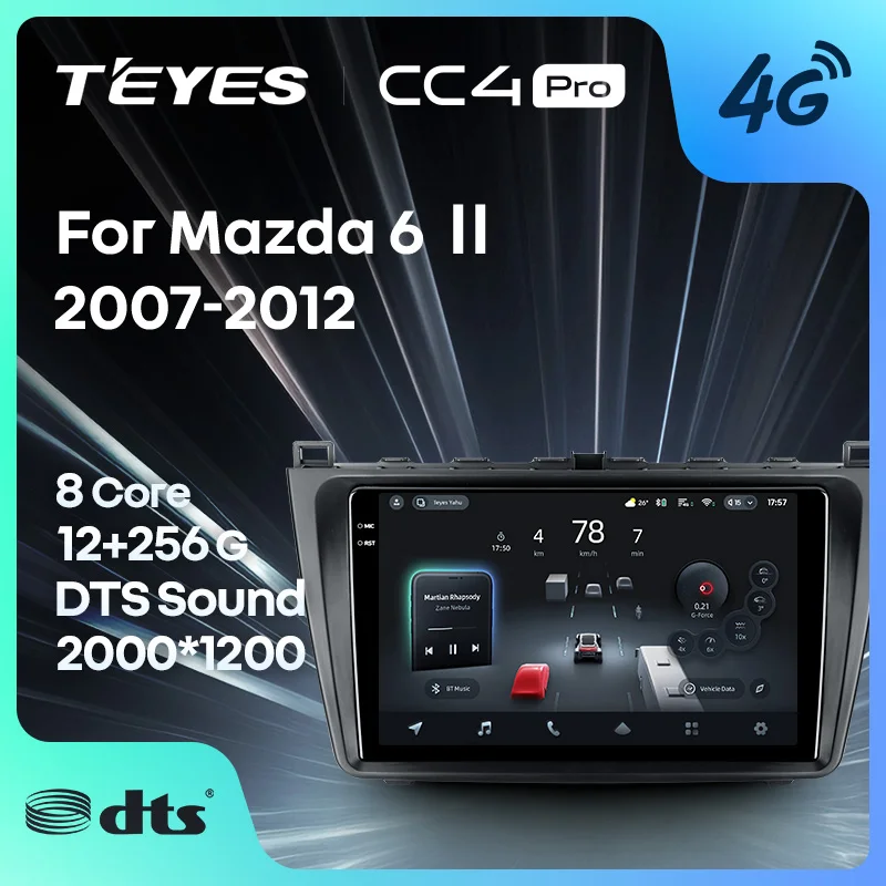 Фото TEYES Тиайс CC4 PRO Штатная магнитола For Мазда 6 2 GH For Mazda 6 II GH 2007 - 2012 автомагнитола 2 DIN DVD GPS android 13 CarPlay Android Auto мультимедиа автомобиля головное Android магнитола №1