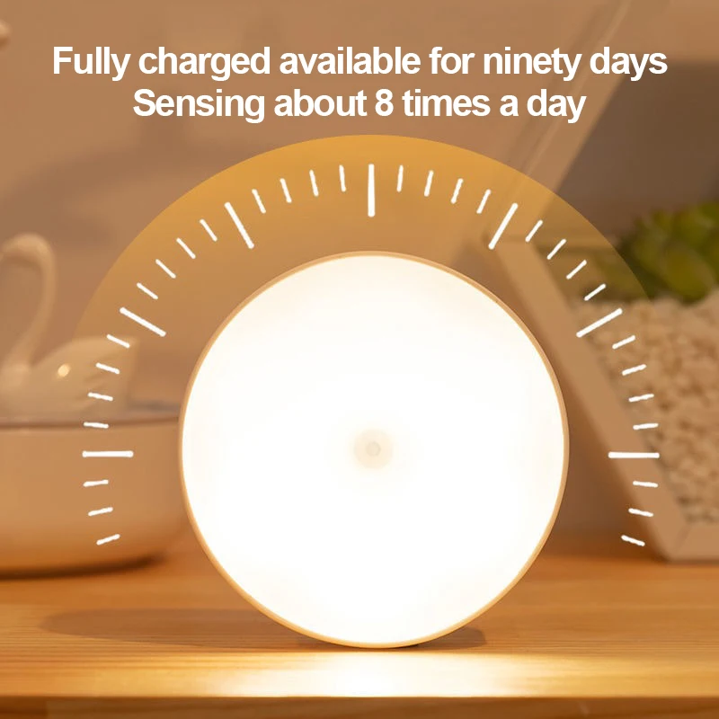 

LED Night Light Motion Sensor Rechargeable Night Lamp Wireless Wall-Mounted Body Induction Lamp Kitchen Bedroom Closet Light
