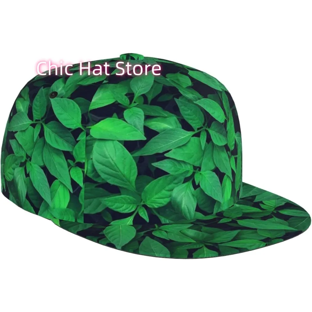 Фото Мужская бейсболка Green Leaves Snapback в стиле хип-хоп, регулируемая шляпа дальнобойщика для мужчин и женщин №1