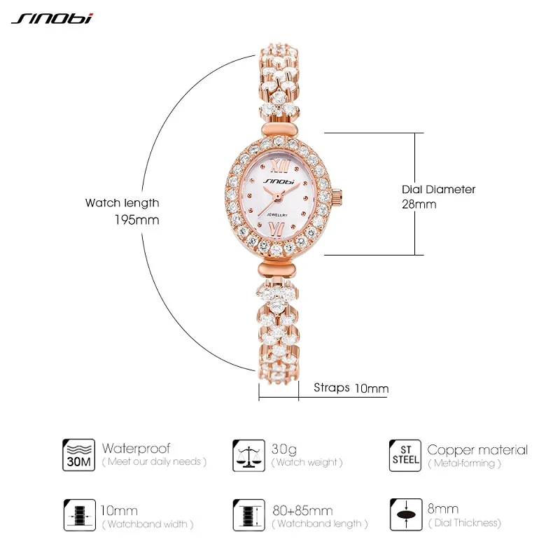 Женские кварцевые наручные часы с бриллиантами 5 атм