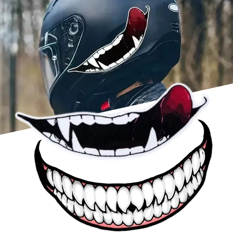 Наклейки на мотошлем с зубами и языком от зла топливная коробка забавное