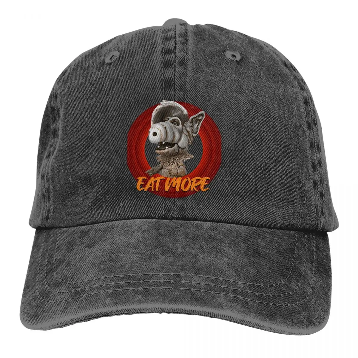 

Washed Men's Baseball Cap Eat More Red Trucker Snapback Caps Dad Hat ALF The Animated Series Golf Hats